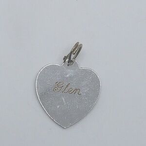 Vtg Sterling Silver Heart Mini Tag Charm / Pendant .8”